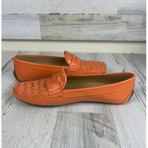 Talbots Women’s 6 Taylor Woven Orange Nectarine Driving Moccasin Loafers New - Picture 6 of 8